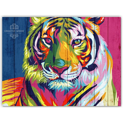 Картины Векторная графика - Тигр цветной, Векторная графика, Creative Wood Картины Векторная графика - Тигр цветной, Векторная графика, Creative Wood