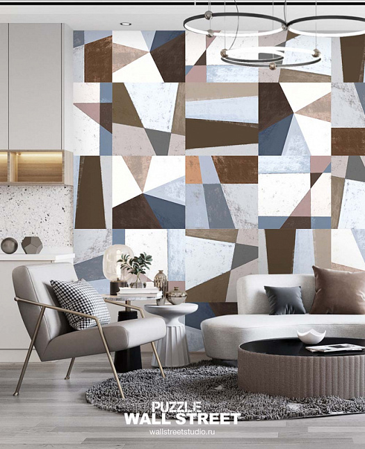 Фотообои в интерьере артикул Puzzle 9, ПАЗЛ / PUZZLE, Wall street